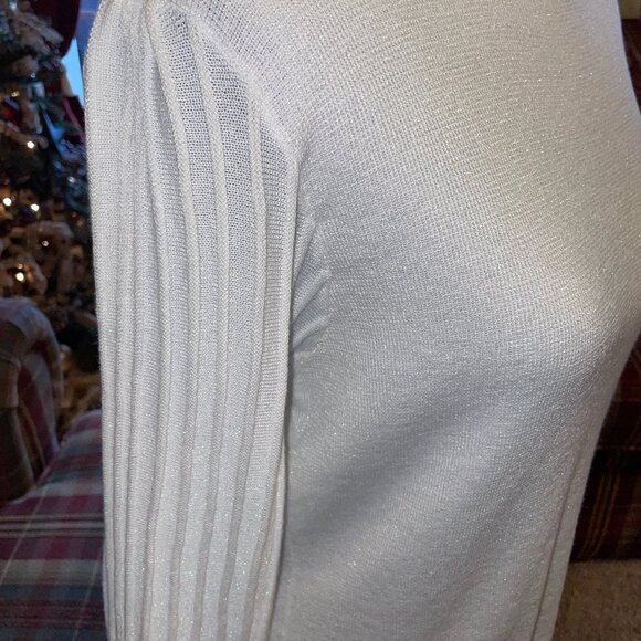 NWT NANETTE NANETTE LEPORE Shimmer Sweater Large Ivory Holidays - Picture 8 of 10